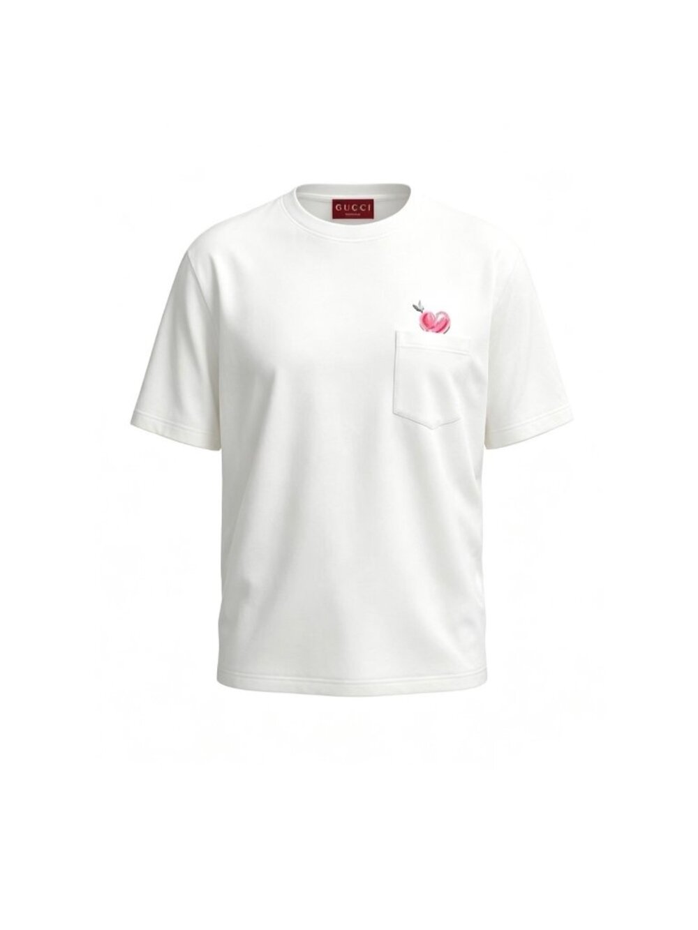 Gucci Women’s Script Heart Print Cotton Jersey Crewneck T-shirt White M 838104